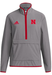 Adidas Nebraska Cornhuskers Mens Grey Coach Light Weight Jacket