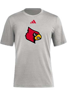 Adidas Louisville Cardinals Grey Locker Logo Blend Short Sleeve Fashion T Shirt