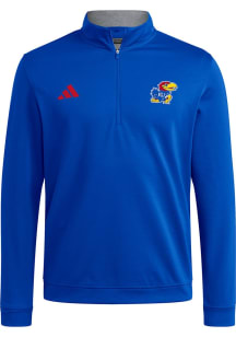 Adidas Kansas Jayhawks Mens Blue Elevated Long Sleeve Qtr Zip Pullover