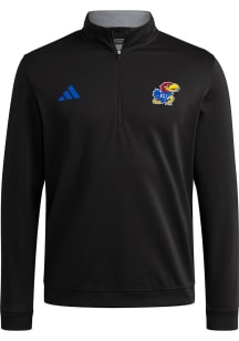 Adidas Kansas Jayhawks Mens Black Elevated Long Sleeve Qtr Zip Pullover