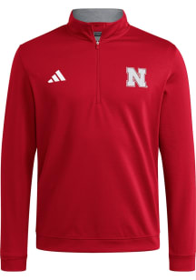 Adidas Nebraska Cornhuskers Mens Red Elevated Long Sleeve Qtr Zip Pullover