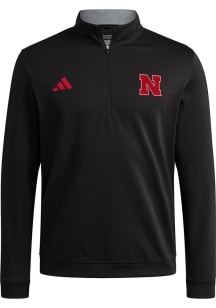 Adidas Nebraska Cornhuskers Mens Black Elevated Long Sleeve Qtr Zip Pullover