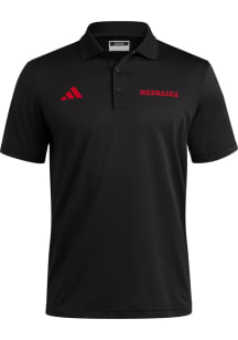 Adidas Nebraska Cornhuskers Mens Black Ultimate365 Short Sleeve Polo