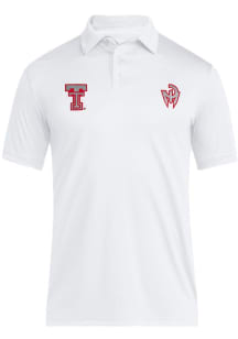Adidas Texas Tech Red Raiders Mens White Mahomes Strategy Short Sleeve Polo
