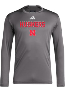 Adidas Nebraska Cornhuskers Charcoal Training Long Sleeve T-Shirt
