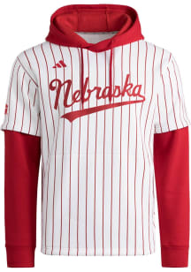 Adidas Nebraska Cornhuskers Mens White Dugout Long Sleeve Hoodie