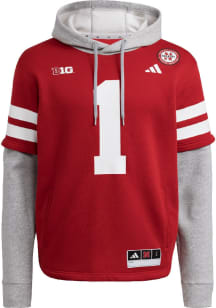 Adidas Nebraska Cornhuskers Mens Red Football Long Sleeve Hoodie