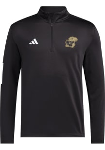 Adidas Kansas Jayhawks Mens Black Salute to Service Long Sleeve Qtr Zip Pullover