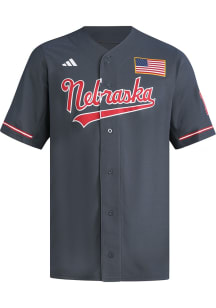 Adidas Nebraska Cornhuskers Mens Grey Replica Baseball Jersey