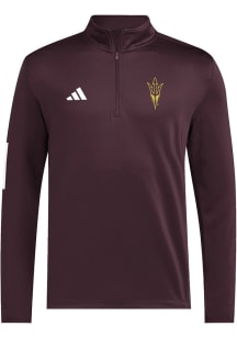 Adidas Arizona State Sun Devils Mens Maroon Golf Primary Logo Long Sleeve Qtr Zip Pullover