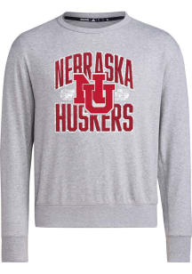 Adidas Nebraska Cornhuskers Mens Grey Vintage Long Sleeve Crew Sweatshirt