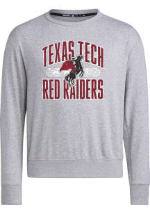 Adidas Texas Tech Red Raiders Mens Grey Heritage Vintage Long Sleeve Crew Sweatshirt