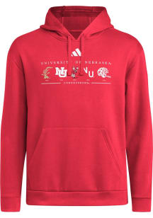 Adidas Nebraska Cornhuskers Mens Red Heritage Long Sleeve Hoodie
