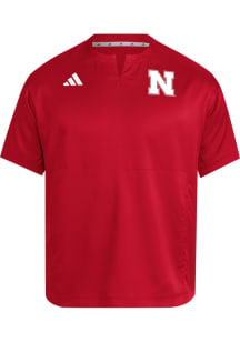 Adidas Nebraska Cornhuskers Mens Red Dugout Cage Short Sleeve Jacket