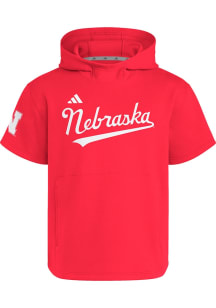 Adidas Nebraska Cornhuskers Red Dugout Short Sleeve Hoods