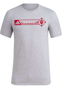 Adidas Indiana Hoosiers Grey Locker Diamond Stripe Short Sleeve T Shirt