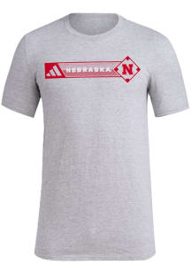 Adidas Nebraska Cornhuskers Grey Locker Short Sleeve T Shirt