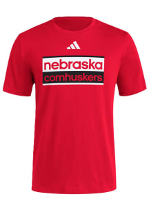 Adidas Nebraska Cornhuskers Scarlet Red Street Sign Short Sleeve T Shirt