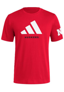 Adidas Nebraska Cornhuskers Red Performance DNA Short Sleeve T Shirt