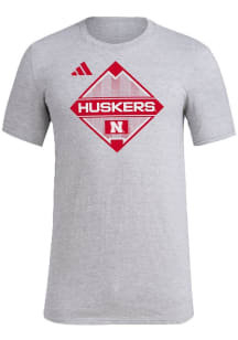 Adidas Nebraska Cornhuskers Grey Pregame Baseball Short Sleeve T Shirt