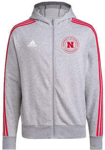 Adidas Nebraska Cornhuskers Mens Grey King Of Big Seal Long Sleeve Full Zip Jacket