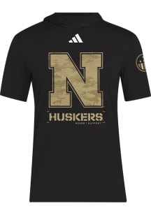 Adidas Nebraska Cornhuskers Black Salute to Service Short Sleeve Hoods