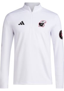 Adidas Kansas Jayhawks Mens White BHA Long Sleeve Qtr Zip Pullover