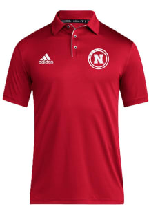 Adidas Nebraska Cornhuskers Mens Red Stadium Coaches Short Sleeve Polo
