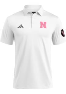 Adidas Nebraska Cornhuskers Mens White BHA Short Sleeve Polo