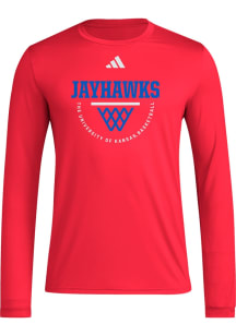 Adidas Kansas Jayhawks Red Locker Practice Net Arch Long Sleeve T-Shirt