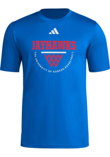 Adidas Kansas Jayhawks Blue Locker Practice Net Arch Short Sleeve T Shirt