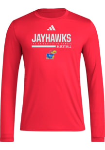 Adidas Kansas Jayhawks Red Locker Basketball Bar Long Sleeve T-Shirt