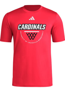Adidas Louisville Cardinals Red Locker Practice Net Arch Short Sleeve T Shirt