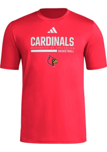 Adidas Louisville Cardinals Red Locker Basketball Bar Short Sleeve T Shirt