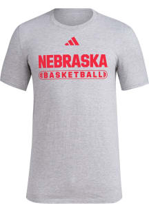 Adidas Nebraska Cornhuskers Grey Locker On Court Basketball Pill Short Sleeve T Shirt