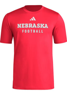 Adidas Nebraska Cornhuskers Red Locker Practice Football Short Sleeve T Shirt