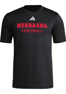 Adidas Nebraska Cornhuskers Black Locker Practice Football Short Sleeve T Shirt