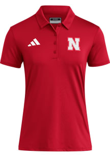Adidas Nebraska Cornhuskers Womens Red Ultimate365 Short Sleeve Polo Shirt