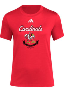 Adidas Louisville Cardinals Womens Red Top Marks Short Sleeve T-Shirt
