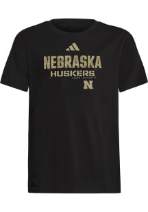 Adidas Nebraska Cornhuskers Youth Black Fresh Short Sleeve T-Shirt