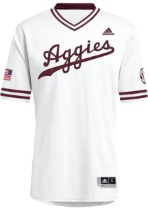 Adidas Texas A&M Aggies Mens White Script Baseball Jersey