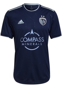 Sporting Kansas City Mens Adidas Authentic Soccer Away Jersey - Blue