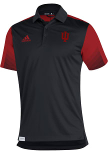 Adidas Indiana Hoosiers Mens Black PrimeBlue Short Sleeve Polo