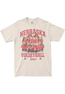 Nebraska Cornhuskers Ivory Campus Ink 2026-2027 Women's Volleyball Roster Short Sleeve Fashion Pla..