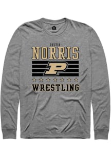 Dustin Norris Purdue Boilermakers Grey NIL Striped Long Sleeve Player T Shirt