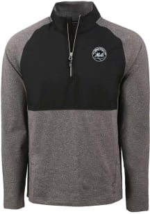 Cutter and Buck New York Mets Mens Black Mono Adapt Eco Hybrid Long Sleeve Qtr Zip Pullover