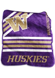 Washington Huskies Stripe Raschel Raschel Throw Blanket - Purple