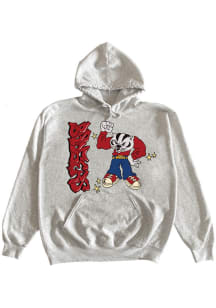 Wisconsin Badgers Mens Grey Graffiti Long Sleeve Hoodie