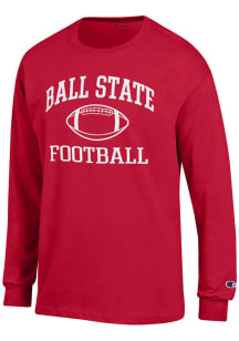 Champion Ball State Cardinals Red Football Icon Jersey Long Sleeve T Shirt
