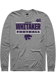 Darien Whitaker K-State Wildcats Graphite Football NIL Stacked Box Long Sleeve Player T Shirt